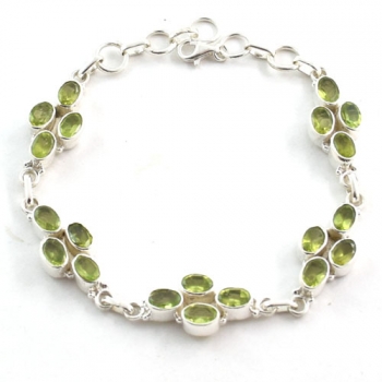 925 sterling silver green peridot gemstone bracelet